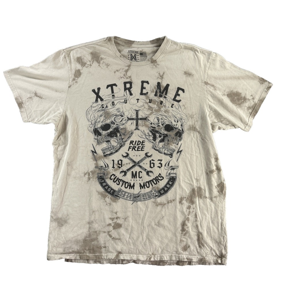 Xtreme Couture Graphic T-Shirt Men's 2XL Customs Motors Blazing Roadway Grunge